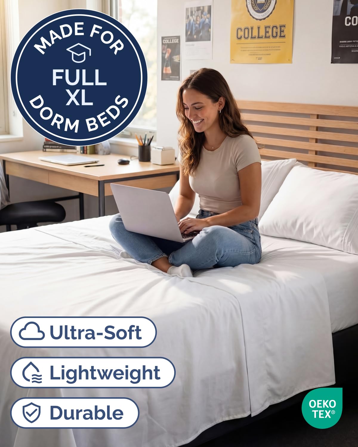 CGK Unlimited flat sheet 84x100 covers large dorm and college beds with ease.
