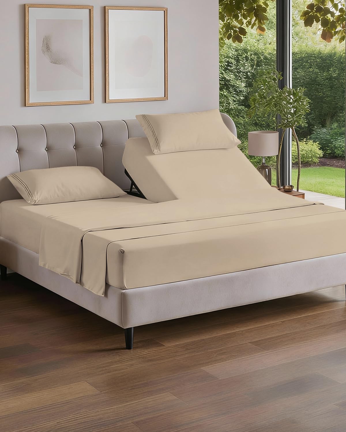 CGK Unlimited flex top split head king set laid out for easy bed setup.