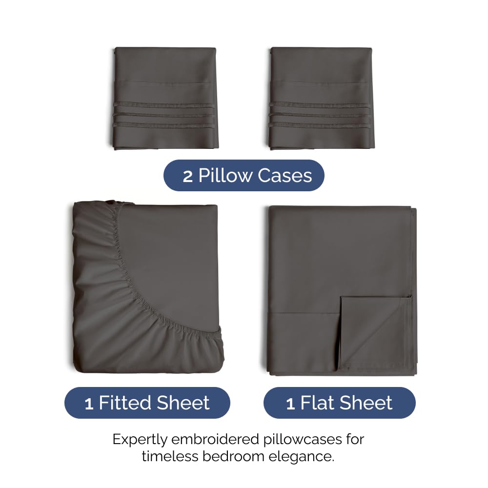 CGK Unlimited charcoal sheet set fitted sheet with deep pockets for secure fit