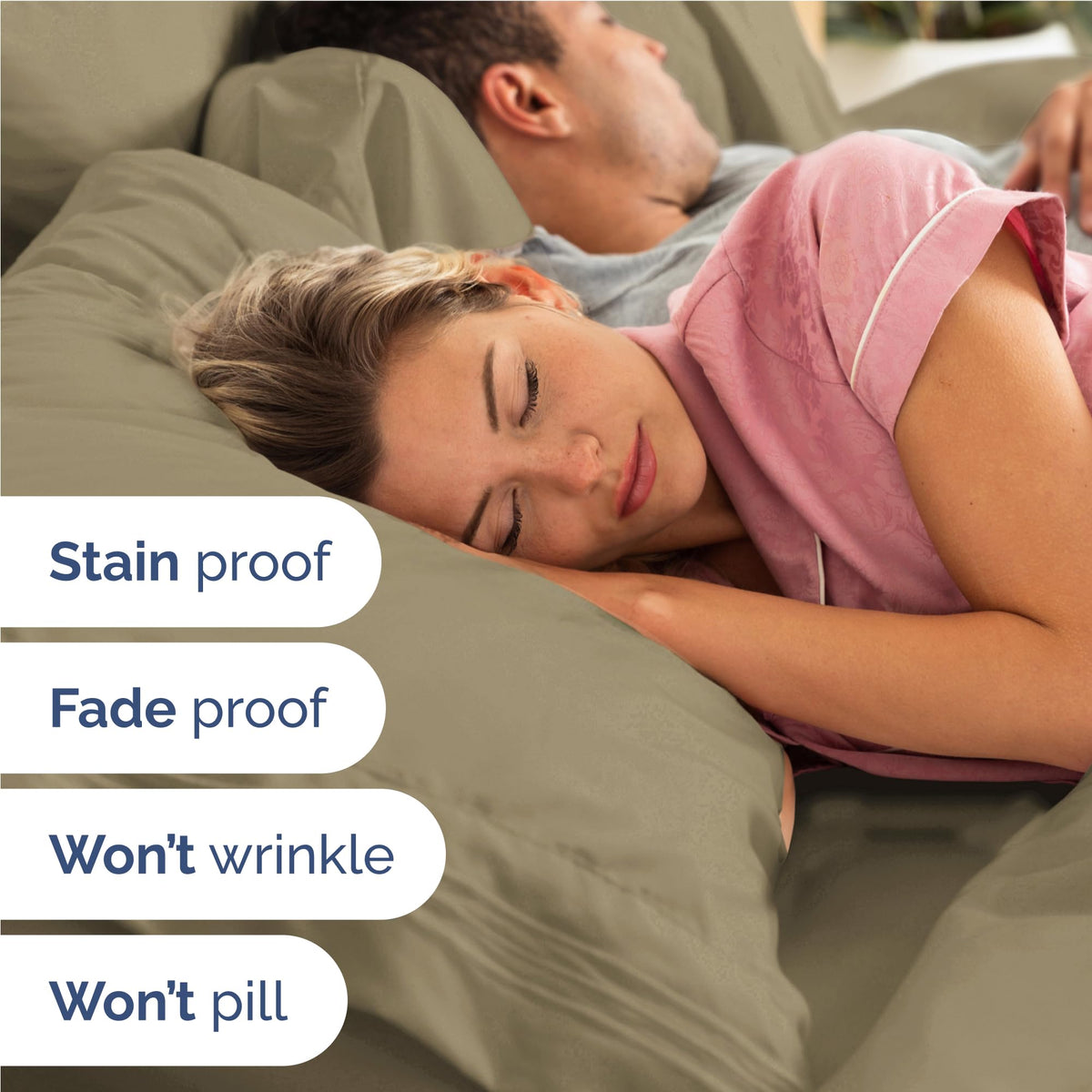 CGK Unlimited khaki sheet set deep pockets shown for secure mattress fit