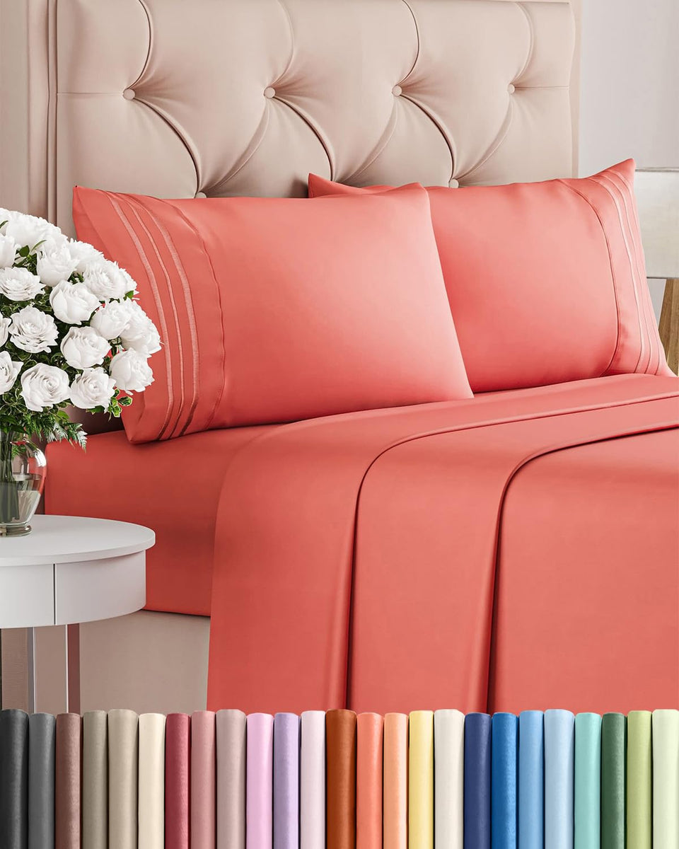CGK Unlimited full-size sheet set close-up shows silky, breathable fabric for comfortable nights.