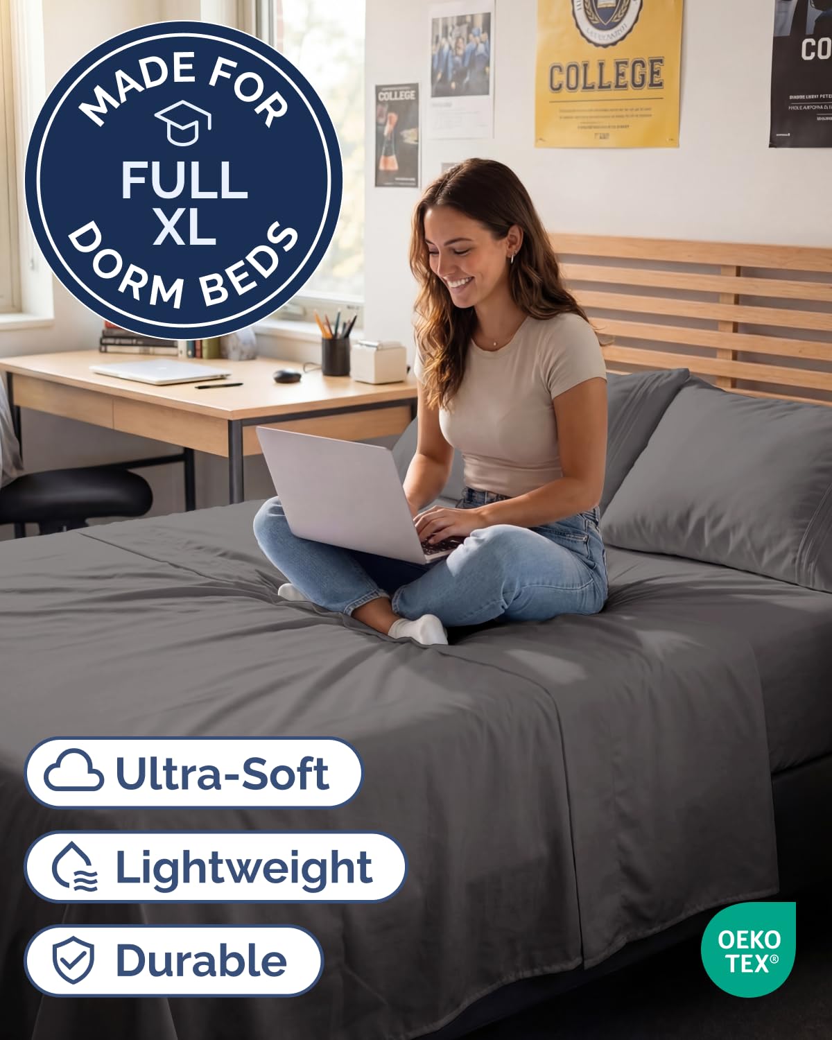 CGK Unlimited Full XL fitted sheet with deep pockets securing a tall mattress.