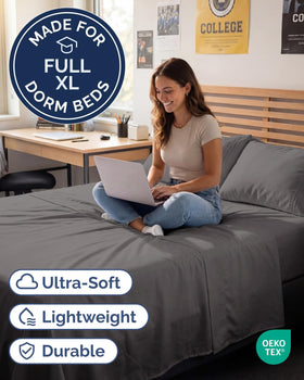 CGK Unlimited Full XL fitted sheet with deep pockets securing a tall mattress.