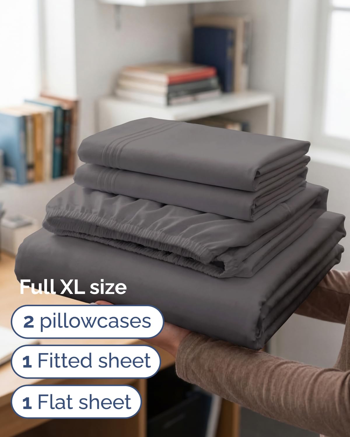 CGK Unlimited two pillowcases included for complete bed setup.