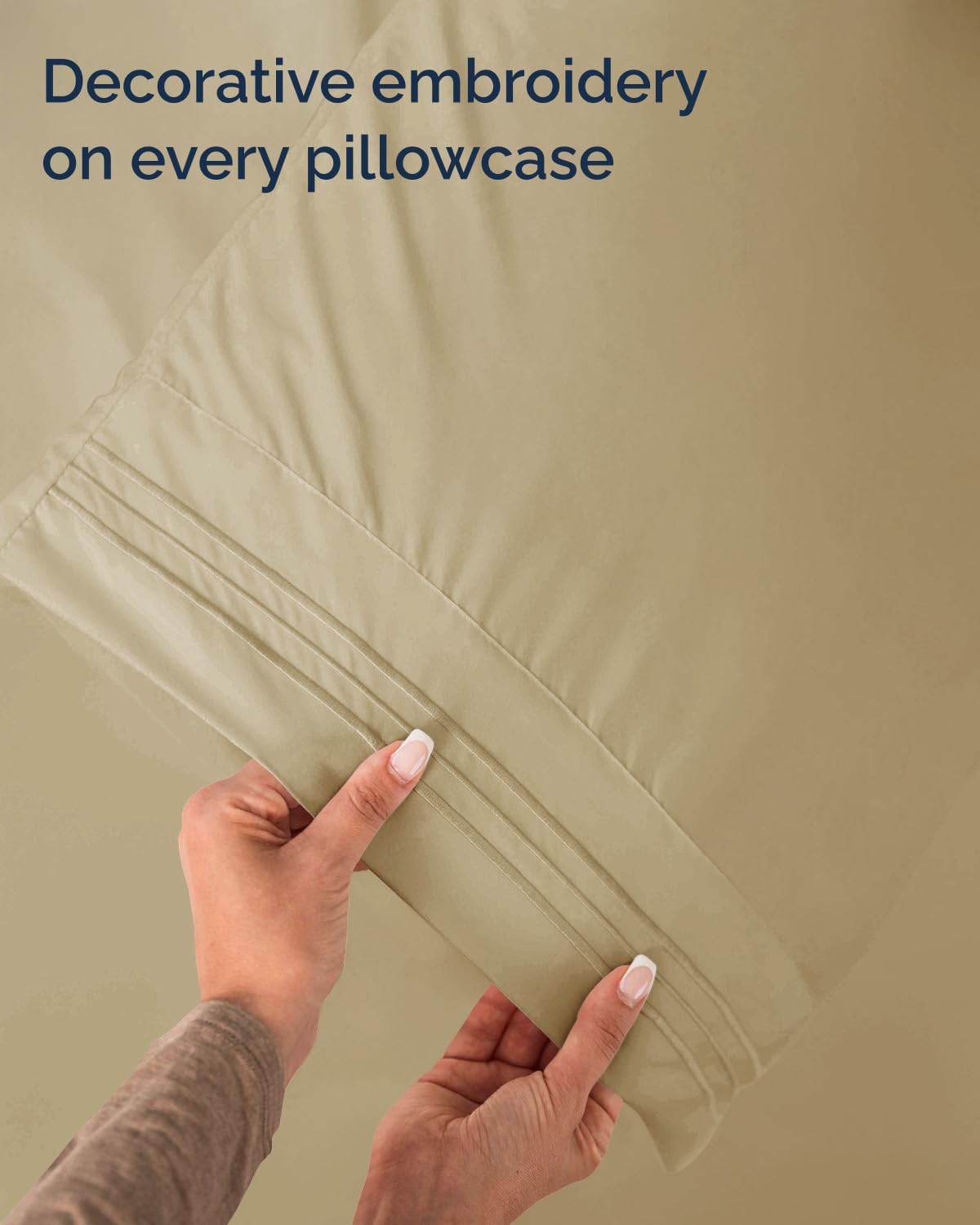 Beige CGK Unlimited sheets make a gift-ready home upgrade.