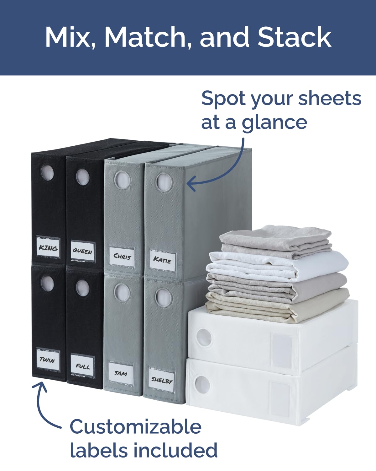 CGK Unlimited grey bedding container protects items and fits standard closets.