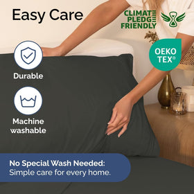 Hotel luxury vibe from CGK Unlimited bedding elevates guest room ambiance.