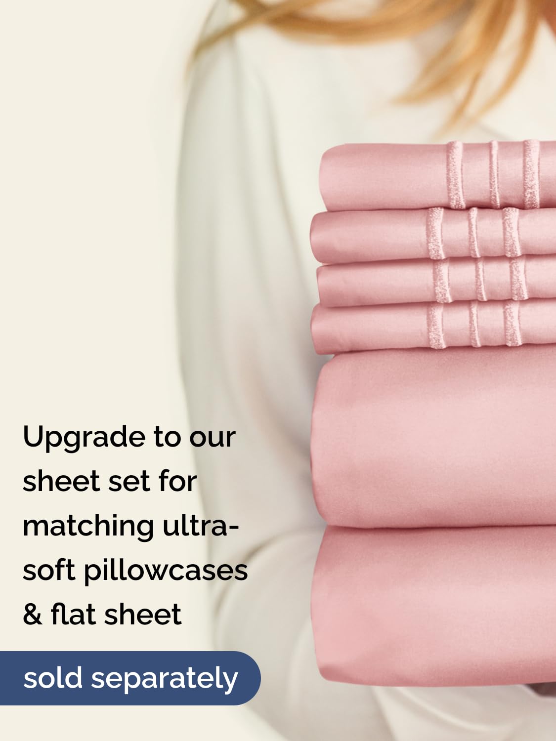 CGK Unlimited baby pink queen fitted sheet in a cozy bedroom conveying hotel-luxury feel.