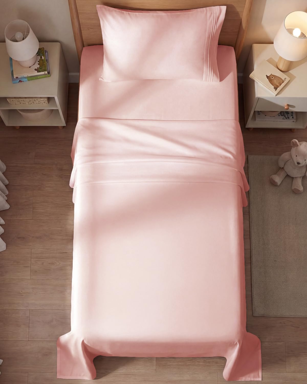 Hotel luxury feel CGK Unlimited sheets enhance a calm sleeping space.