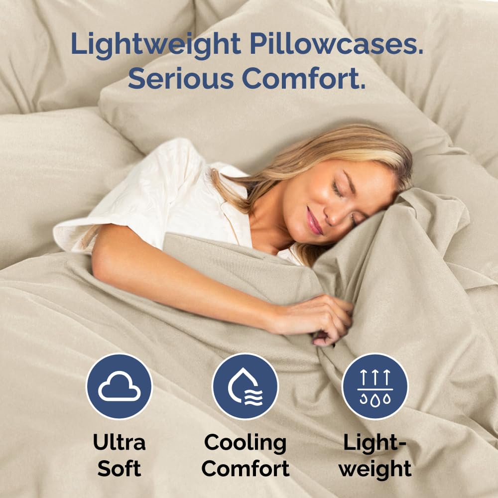 CGK Unlimited hotel-quality king pillow case in Wheat color for cozy nights.
