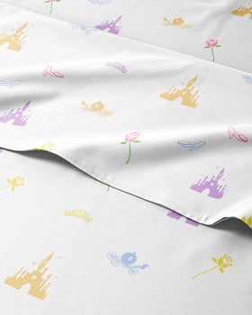 CGK Unlimited kids full-size sheets with princess castle print for cozy bedtime.