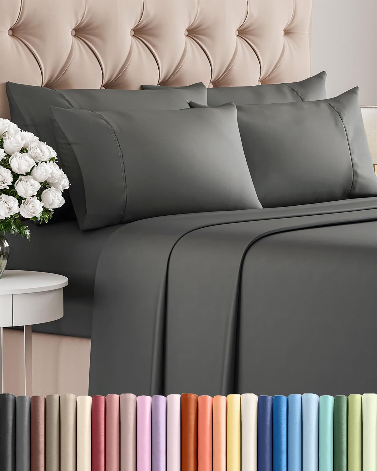 CGK Unlimited King sheet set fabric close-up showing brushed microfiber softness
