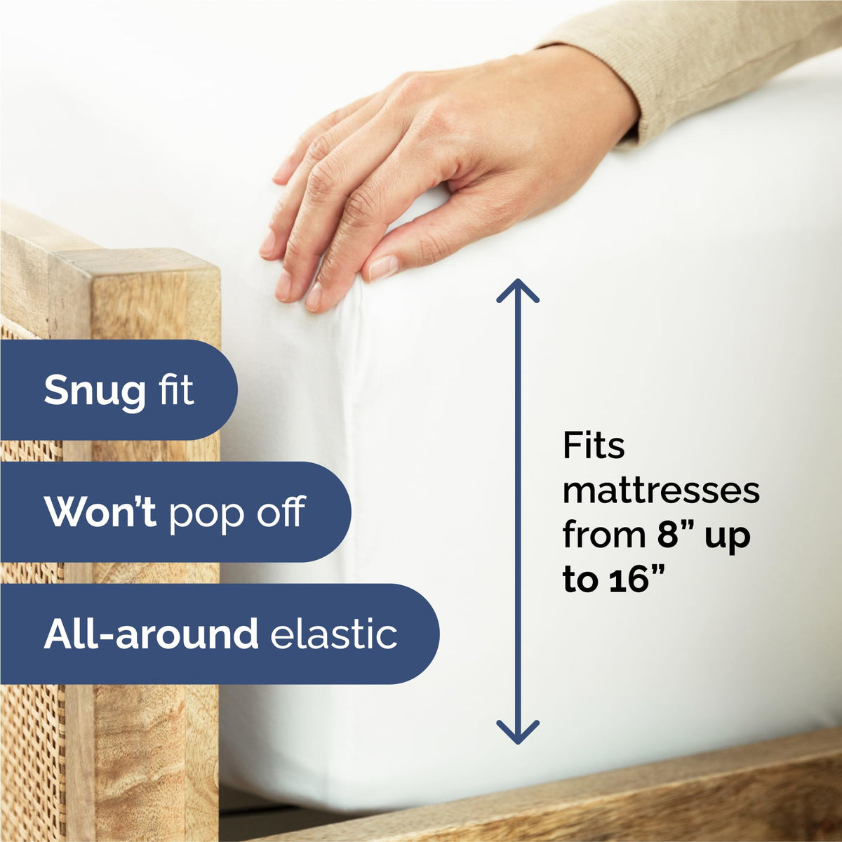 CGK Unlimited King fitted sheet with deep pockets shown for secure mattress fit