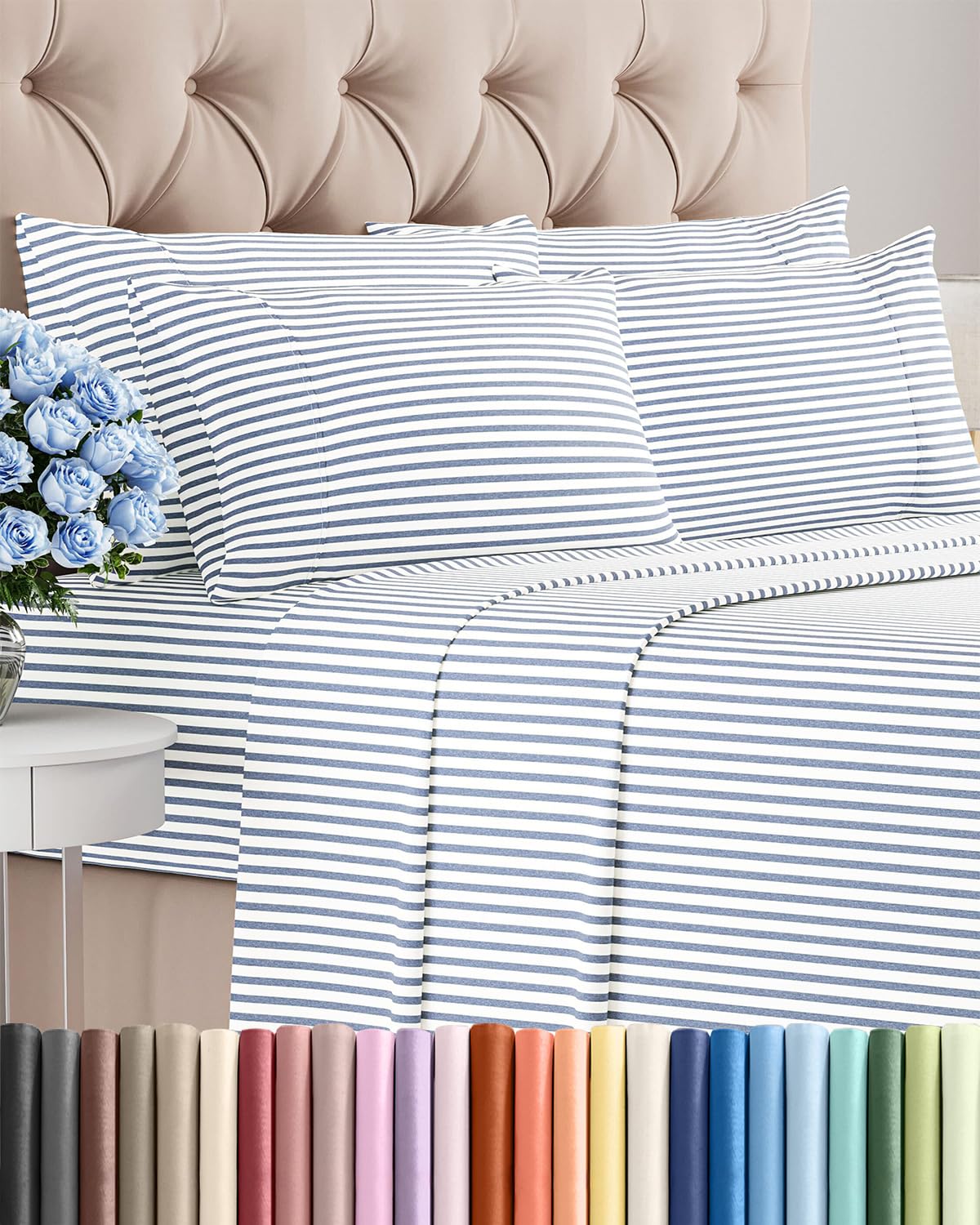 CGK Unlimited King 6-Piece Sheet Set flat sheet on bed for luxurious comfort.
