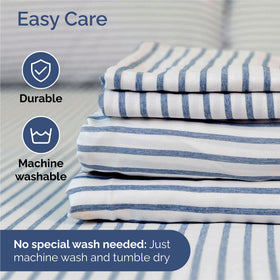 CGK Unlimited King pillowcase-blue-stripes simplifies laundry-day care.