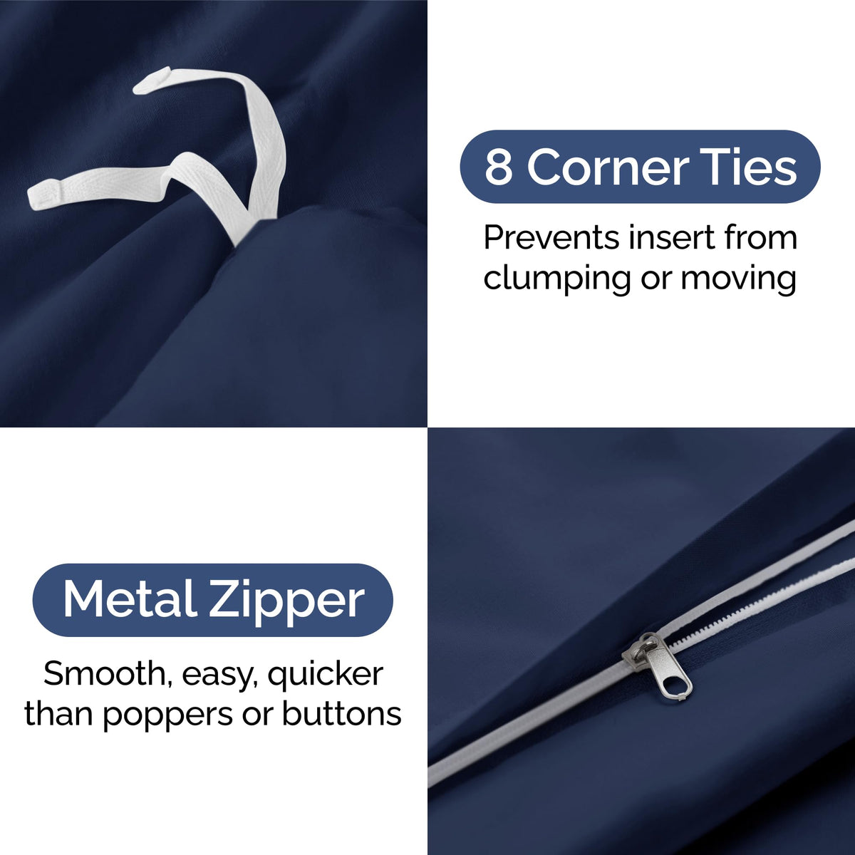 Zipper closure detail on CGK Unlimited king duvet cover for secure fit.