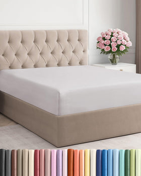 CGK Unlimited king fitted sheet on a bed with 16-inch pockets for secure fit.