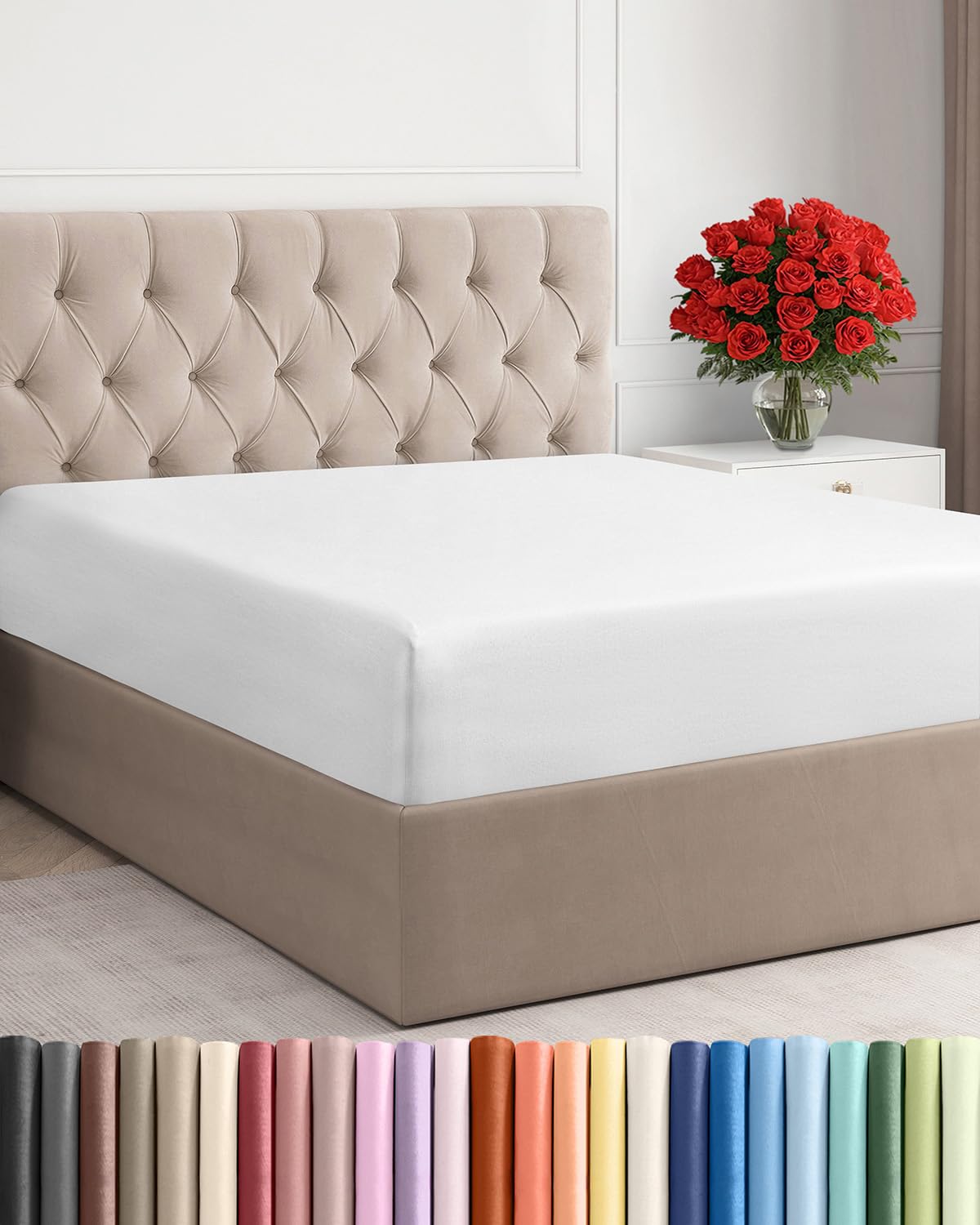 CGK Unlimited king fitted sheet with deep pockets up to 16 inches for a secure fit.