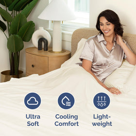 Close-up of CGK Unlimited king flat sheet fabric soft and breathable