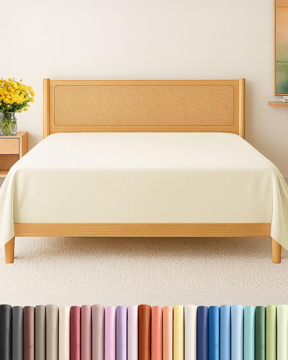 CGK Unlimited king flat sheet top view showing smooth bed layering