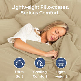 Beige CGK Unlimited king pillow case adds a neutral, elegant bed accent.