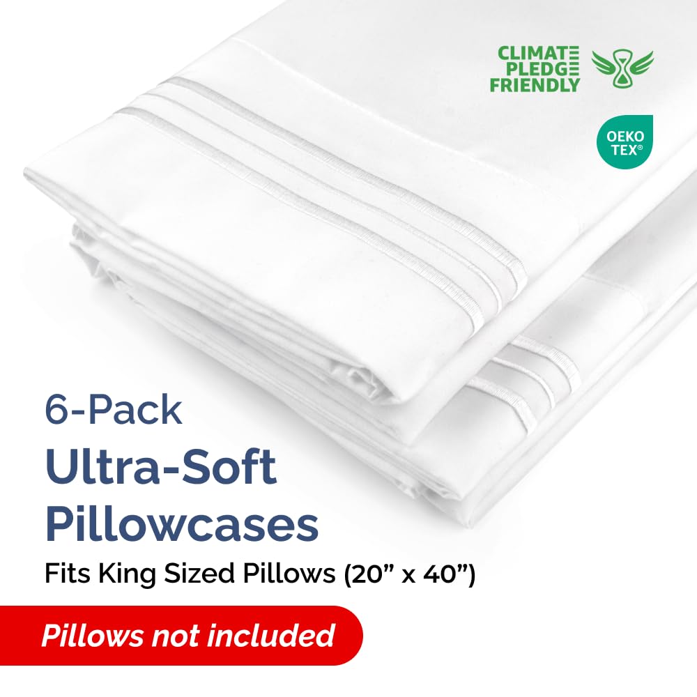 CGK Unlimited king pillow cases with double-brushed microfiber for a silky-smooth touch.
