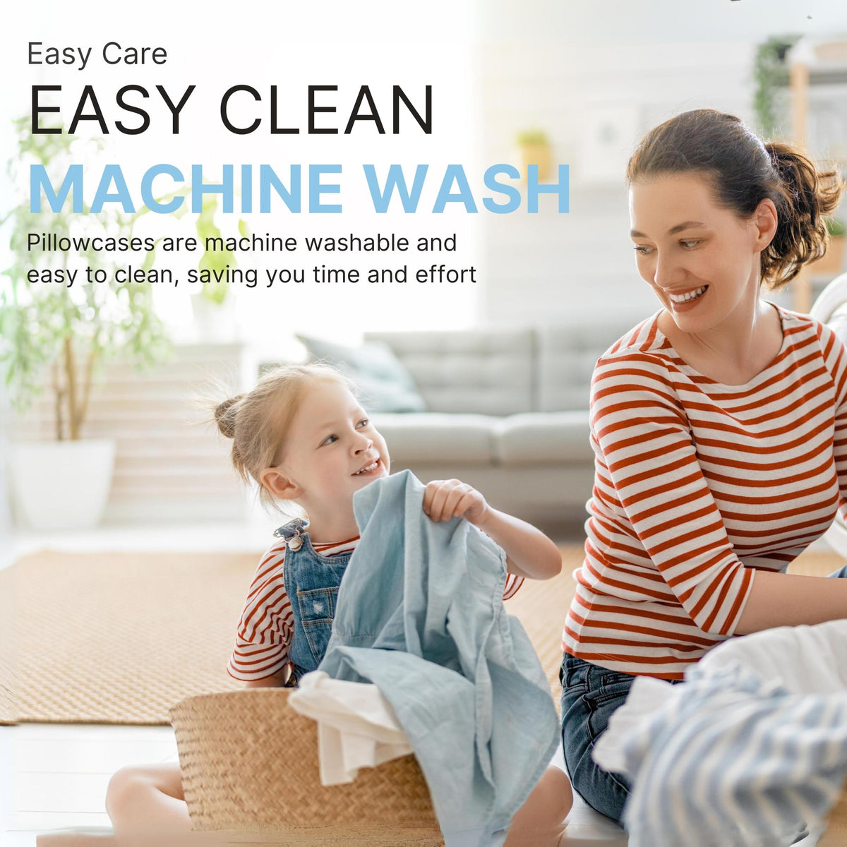 CGK Unlimited machine-washable pillow cases for easy care.