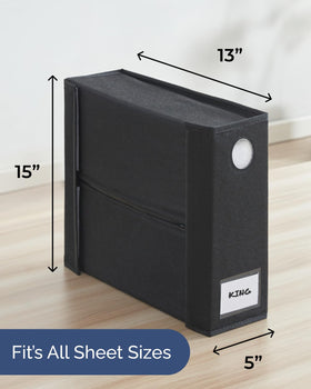 CGK Unlimited king and queen bedding storage keeps sets compact and organized.