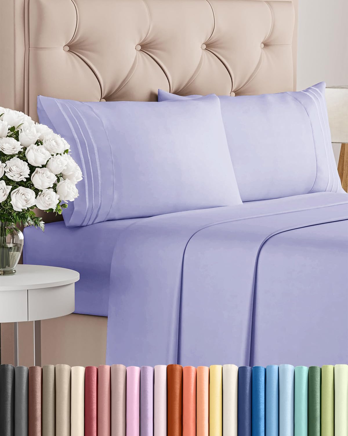 CGK Unlimited lavender full-size sheet set with flat sheet for luxurious lounging