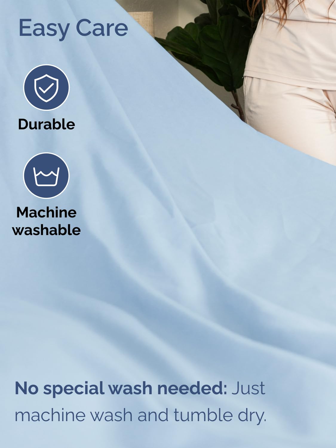 CGK Unlimited light blue hotel-inspired bedding for a refreshed look.