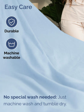 CGK Unlimited light blue hotel-inspired bedding for a refreshed look.