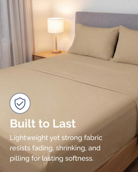 CGK Unlimited lightweight queen deep-pocket sheet fits securely on thick mattresses.