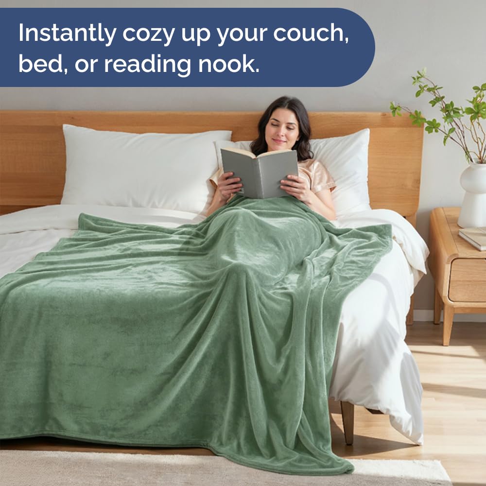 CGK Unlimited lightweight all-season blanket on couch for year-round warmth.