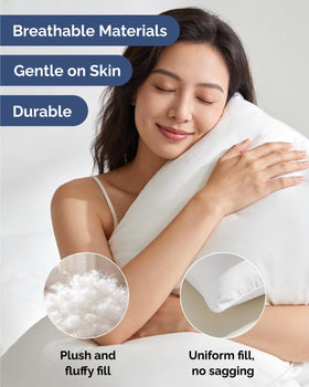 Closeup of feather-free down-alternative fill from CGK Linens