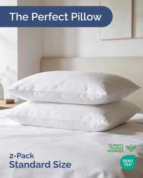 Front view of CGK Linens Ultra Thin Flat Pillow highlighting low-profile design
