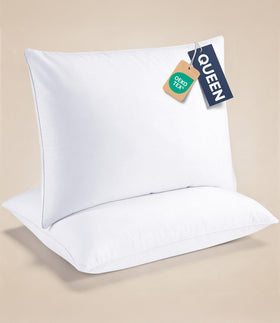 CGK Unlimited Linens Ultra-Thin Flat Pillow closeup reveals soft, airy microfiber fill for gentle support.