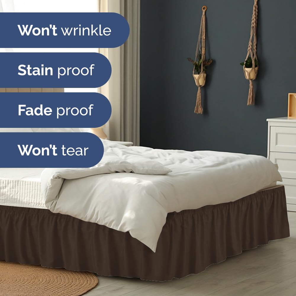 CGK Unlimited machine-washable bed skirt cleans easily for busy households.