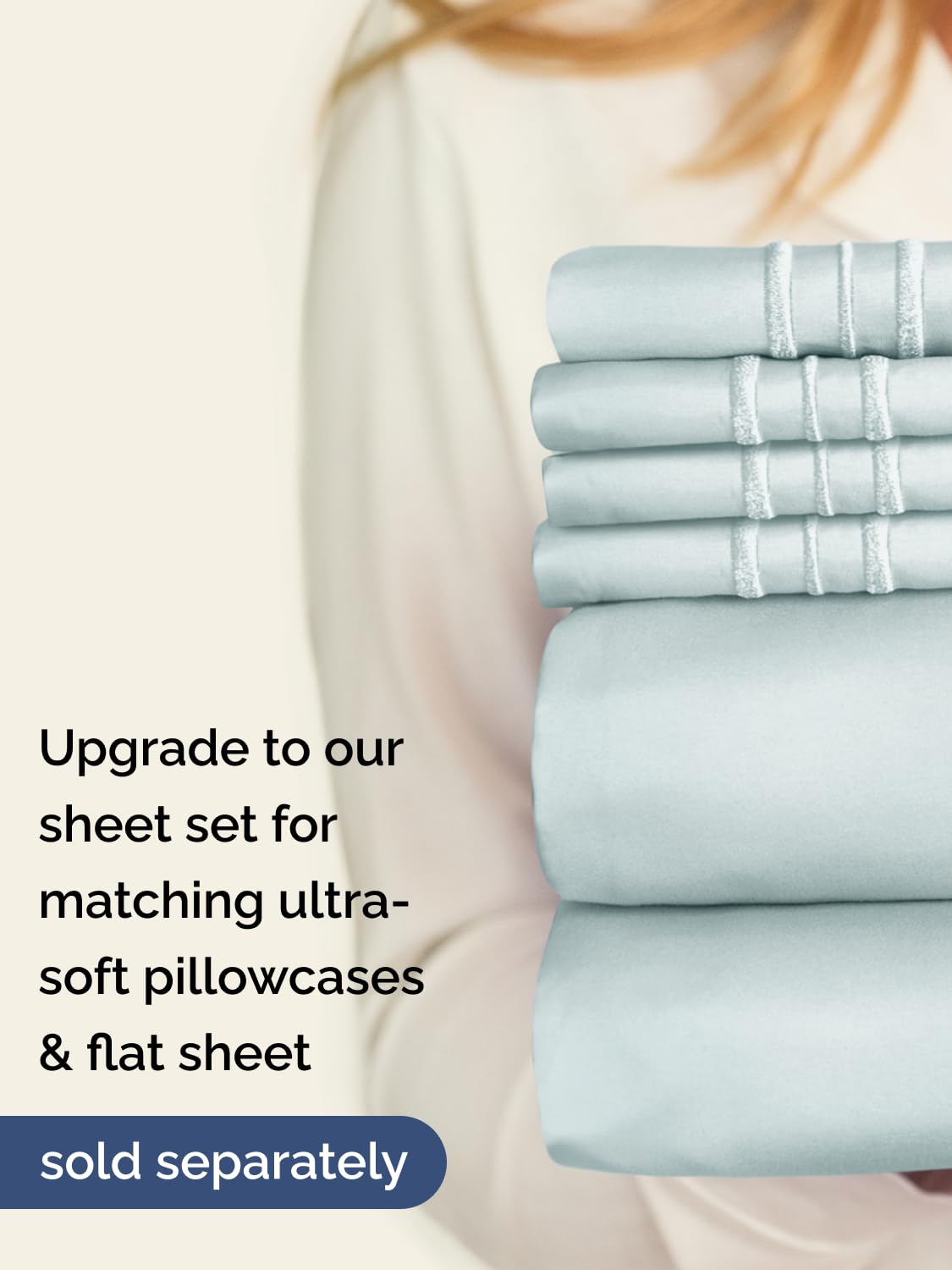 CGK Unlimited machine-washable ice blue queen sheet ready for laundry