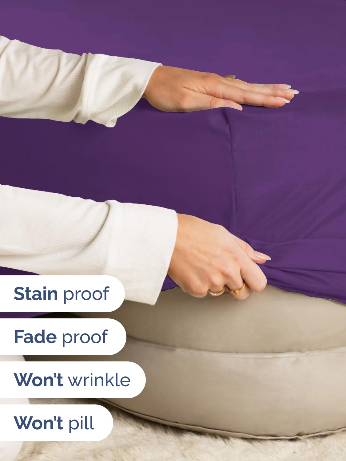 CGK Unlimited machine-washable purple king sheet for easy care.