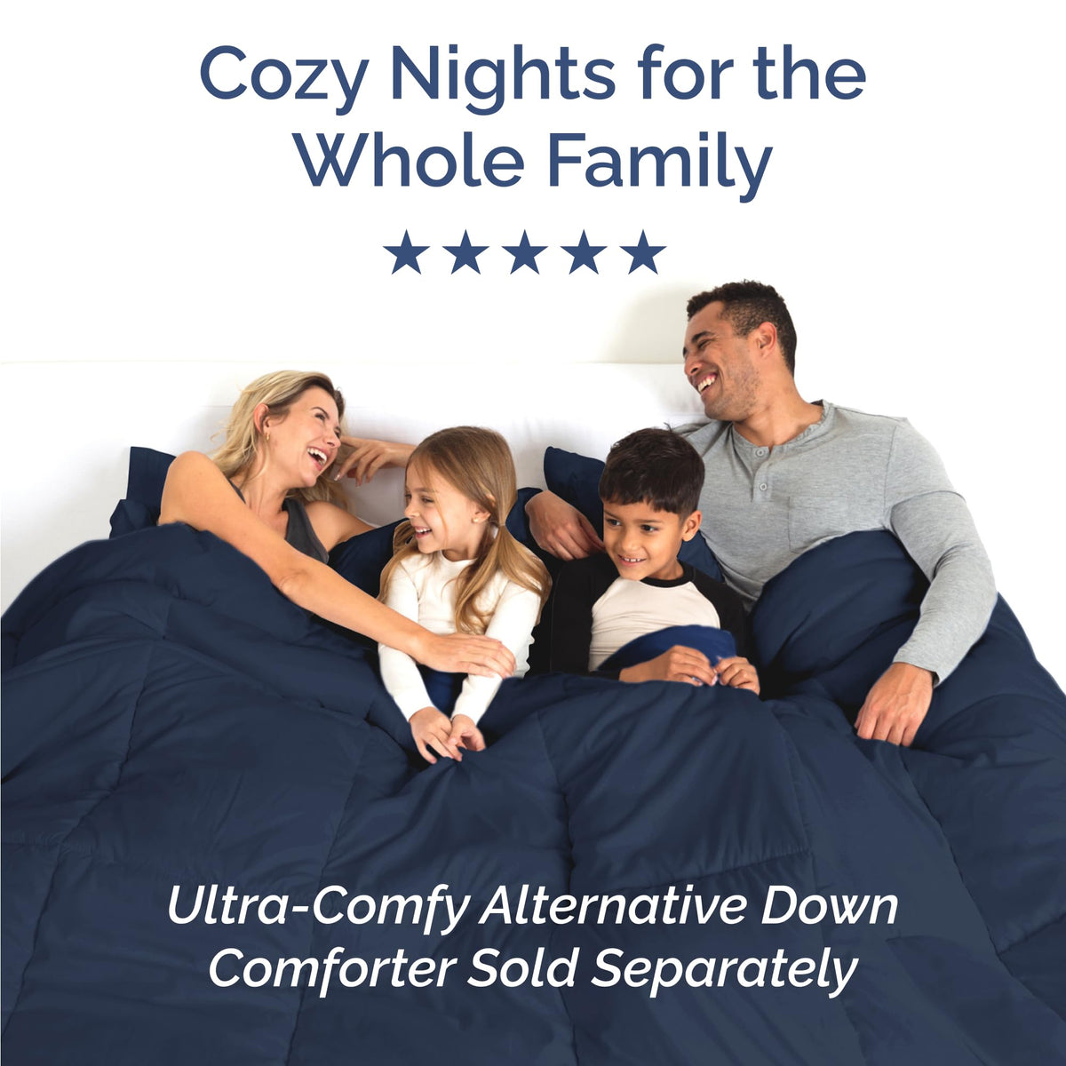 CGK Unlimited navy blue sheet set close-up highlights silky softness and color retention.