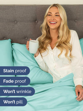 CGK Unlimited oversized pillowcases 20x40 inches with secure closures in spa blue