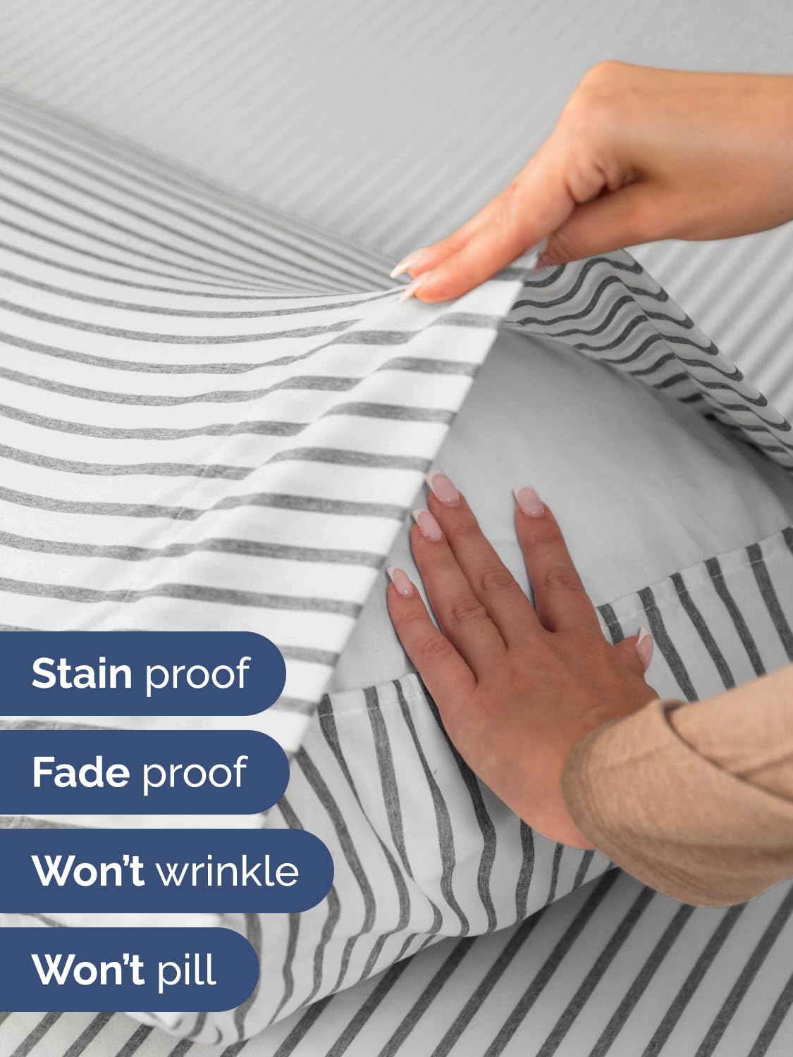 Pillowcases with secure enclosure design ensure CGK Unlimited pillows stay in place.
