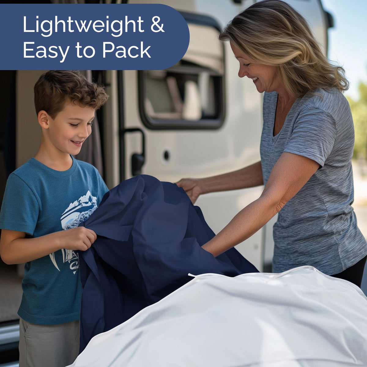 CGK Unlimited pillowcases 20x30 paired with navy bedding for a complete look.