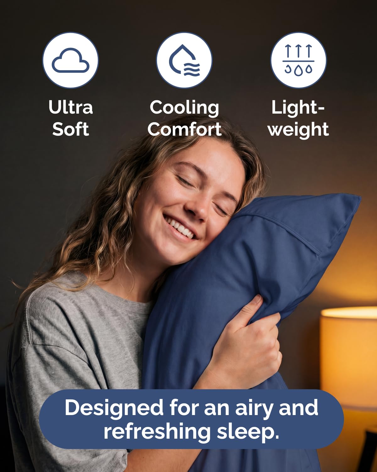 CGK Unlimited queen pillowcases in navy keep pillows neat and comfortable