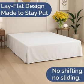 CGK Unlimited 18-inch drop bed skirt drapes neatly to conceal under-bed area.