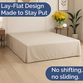 CGK Unlimited bed skirt front view highlights quad pleats and crisp, hotel-inspired drape.