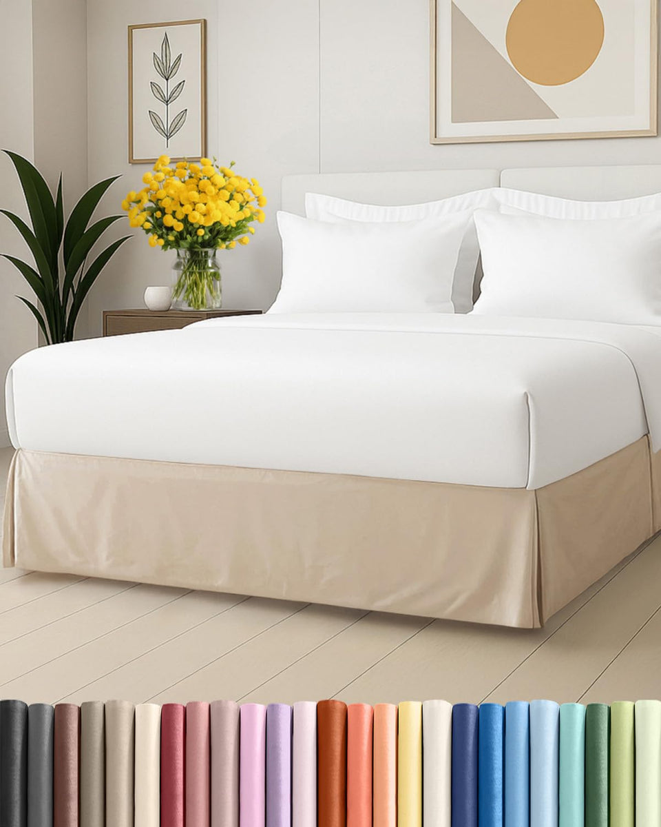 CGK Unlimited pleated bed skirt king size with 18-inch drop for a tailored, hotel-worthy look.