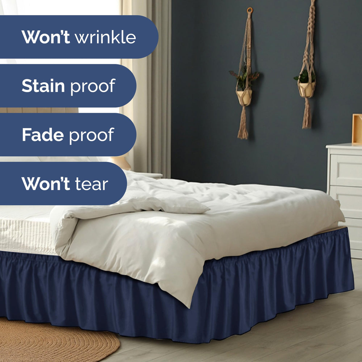 CGK Unlimited pleated design adds subtle texture to the bed frame.