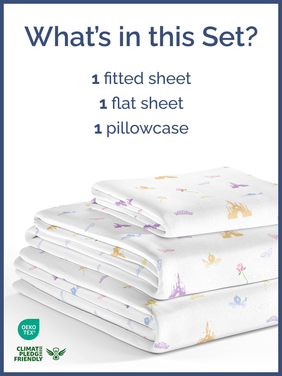 CGK Unlimited princess castle fitted sheet showcases deep pocket fit for snug nights.