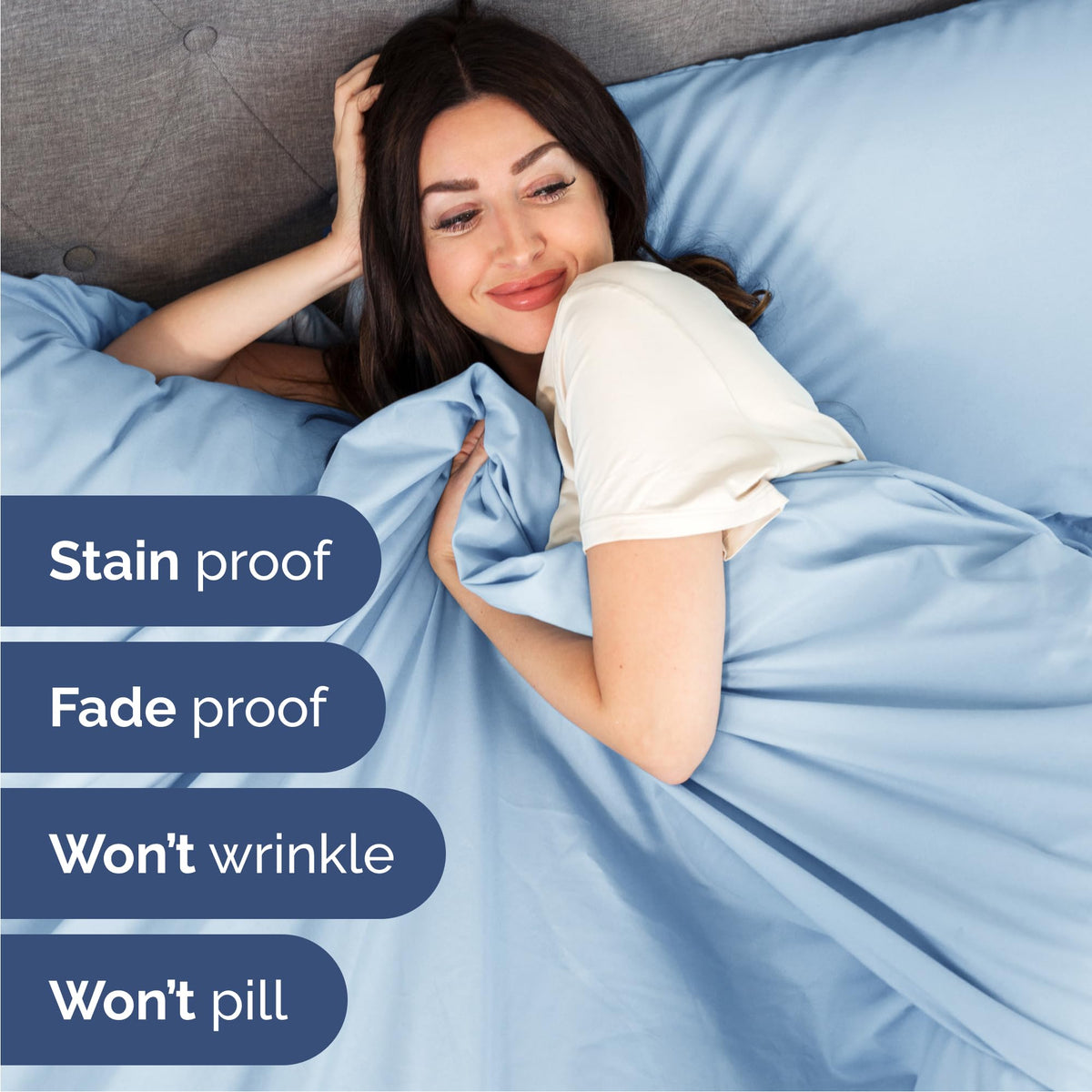 CGK Unlimited light blue color enhances calm bedroom ambiance.